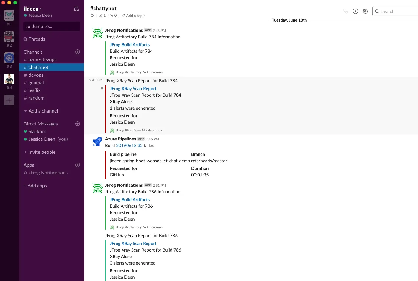 Azure Pipelines: Featuring Bash, YAML, JFrog and a custom Slack app!